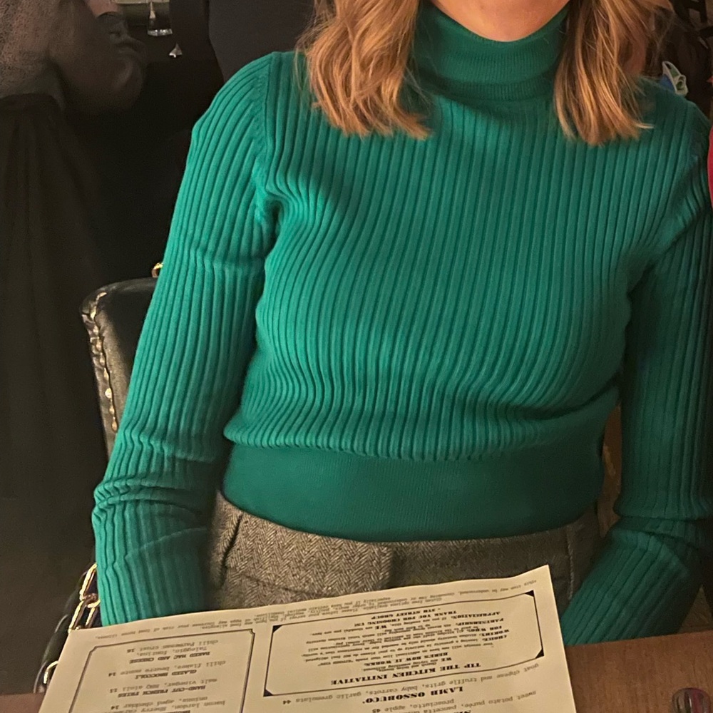 Zara Green Ribbed Turtleneck